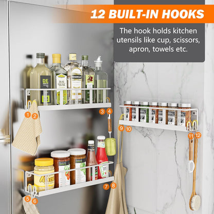 Spice Rack Wall Mounted 3 Pack, Space-Saving Spice Organizer for Spice Jars and Seasonings,Screw or