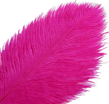 THARAHT Hot Pink Ostrich Feathers 12pcs Large Natural Bulk 16-18Inch 40cm-45cm for Wedding Party