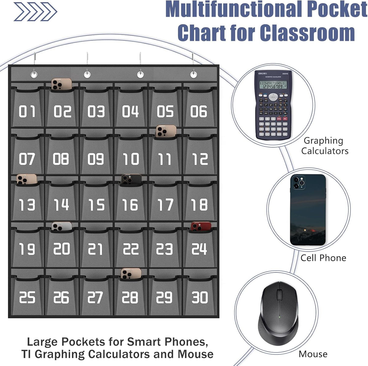 Loghot Classroom Accessories Closet Pocket Chart for Cell Phones Holder Wall Door Hanging Organizer