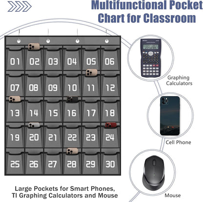 Loghot Classroom Accessories Closet Pocket Chart for Cell Phones Holder Wall Door Hanging Organizer