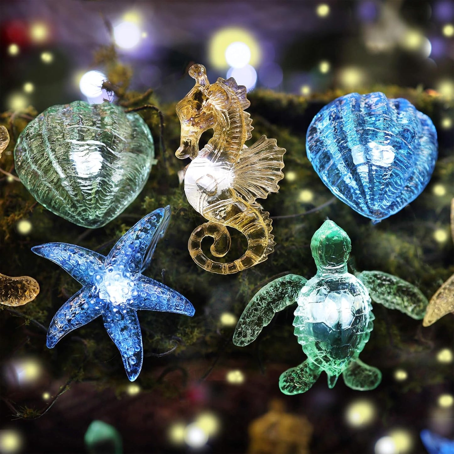 Ocean Theme String Lights Indoor Nautical Décor-USB or Battery Operated 10ft 30 LED Sea Horse