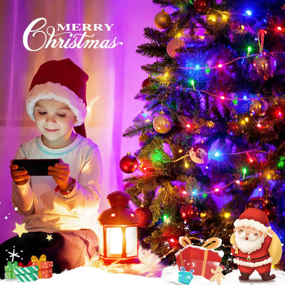 JMEXSUSS Multicolor Christmas Lights Battery Operated with 8 Modes Remote Waterproof, 33ft 100 LED