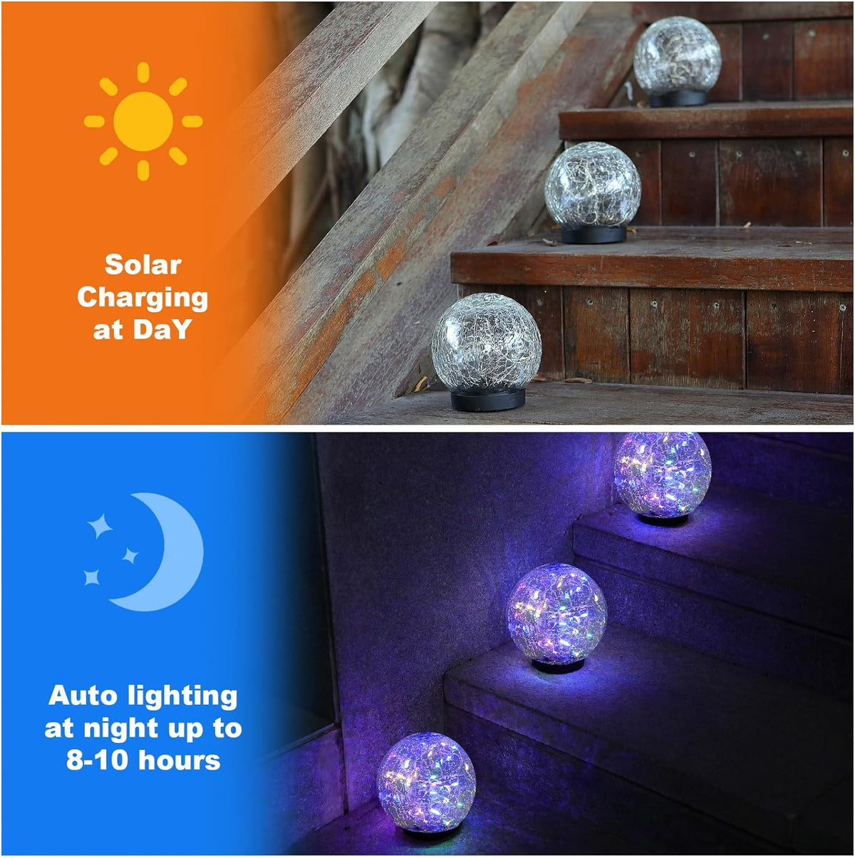 Solar Globe Lights Outdoor Waterproof-Solar Balls-Solar Garden Lights-Orbs for Outside 4 Pack