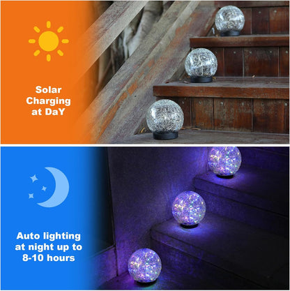 Solar Globe Lights Outdoor Waterproof-Solar Balls-Solar Garden Lights-Orbs for Outside 2 Pack