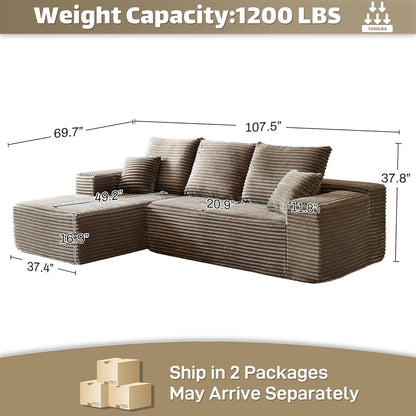 HYJT-H&K Modular Sectional Sofa Cloud Couch, 107" Comfy L Shaped Sectional Couches for Living Room