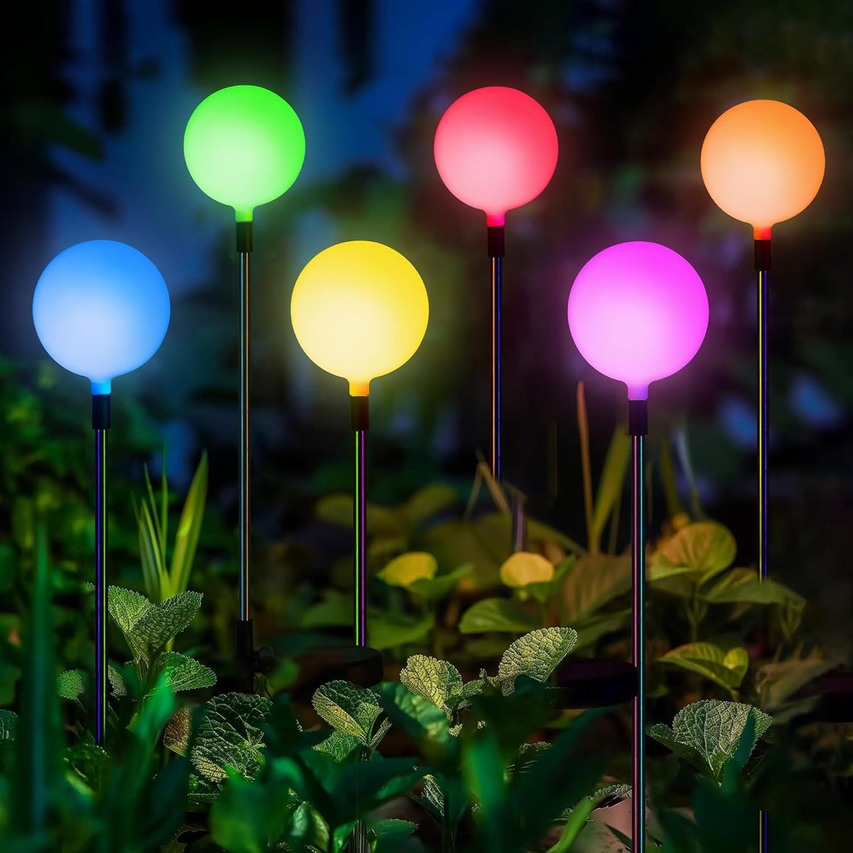 SOLPEX Solar Garden Lights 6 Pack, Solar Globe Lights Outdoor Waterproof, Multi-Color Changing