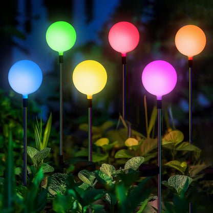 SOLPEX Solar Garden Lights 6 Pack, Solar Globe Lights Outdoor Waterproof, Multi-Color Changing