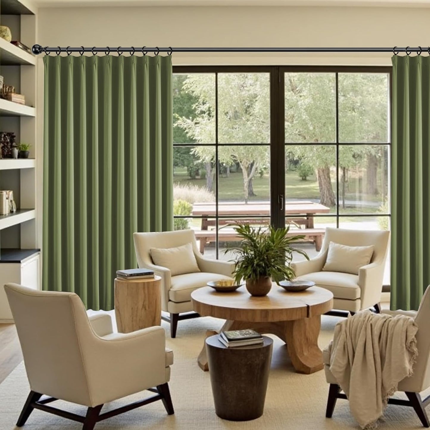 102 Inch Blackout Curtains Pinch Pleated Thermal Insulated Drapes for Bedroom, Room Darkening Solid