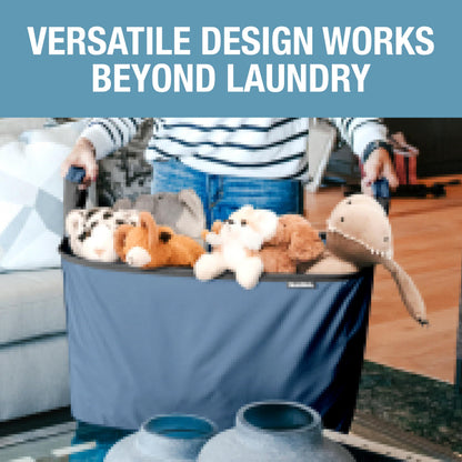 CleverMade Collapsible Laundry Basket, 60L Pop-Up Hamper, 2 Pack, Denim