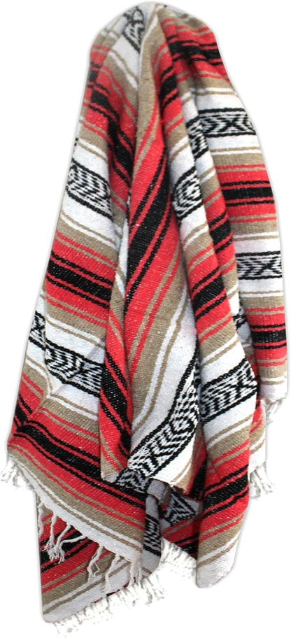 Del Mex Classic Mexican Blanket, Large Authentic Woven Falsa Throw (70"x50"), Artisan Southwest