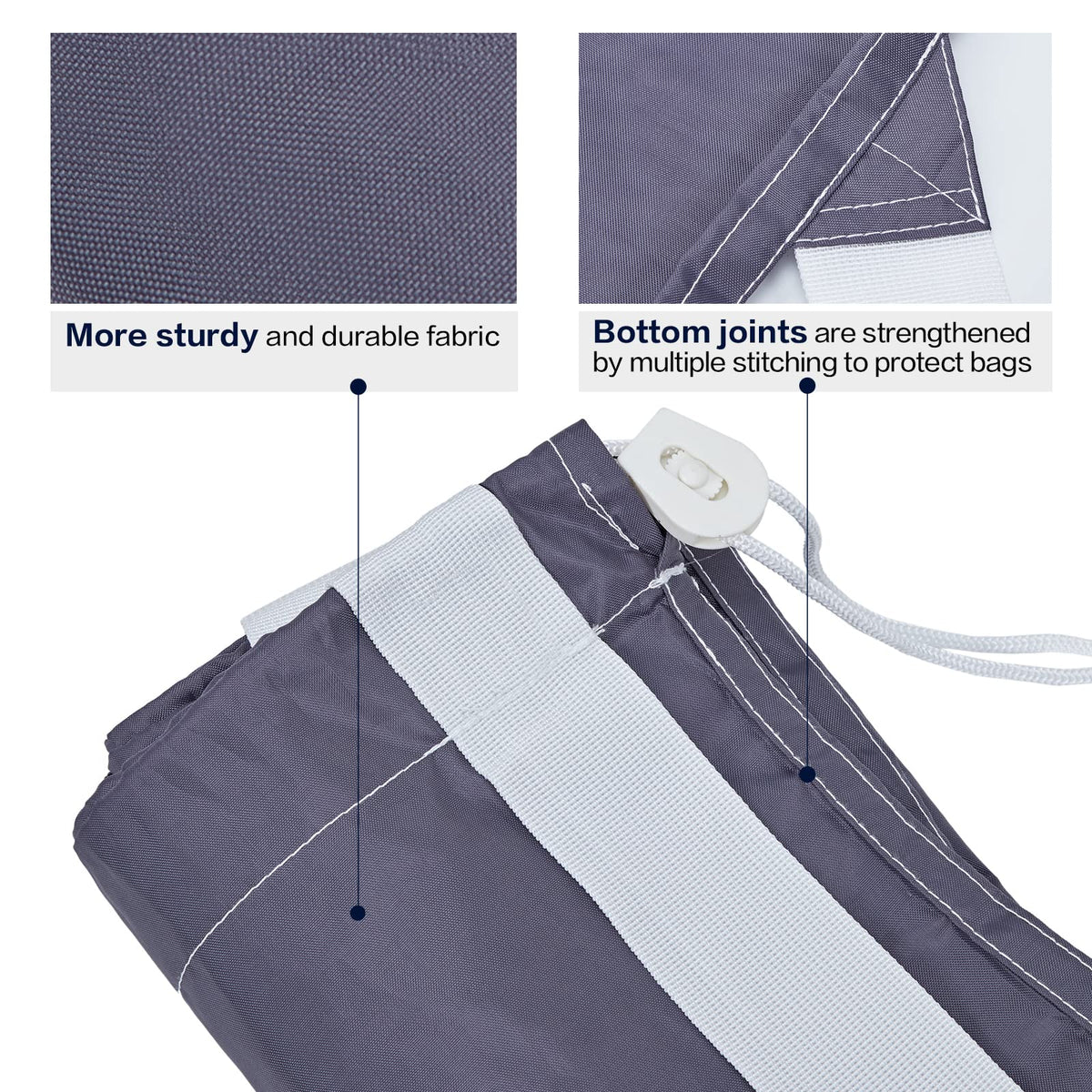 HOMEST 2 Pack XL Nylon Laundry Bag with Strap, Large Dirty Garments Organizer, Easy Fit a Hamper or