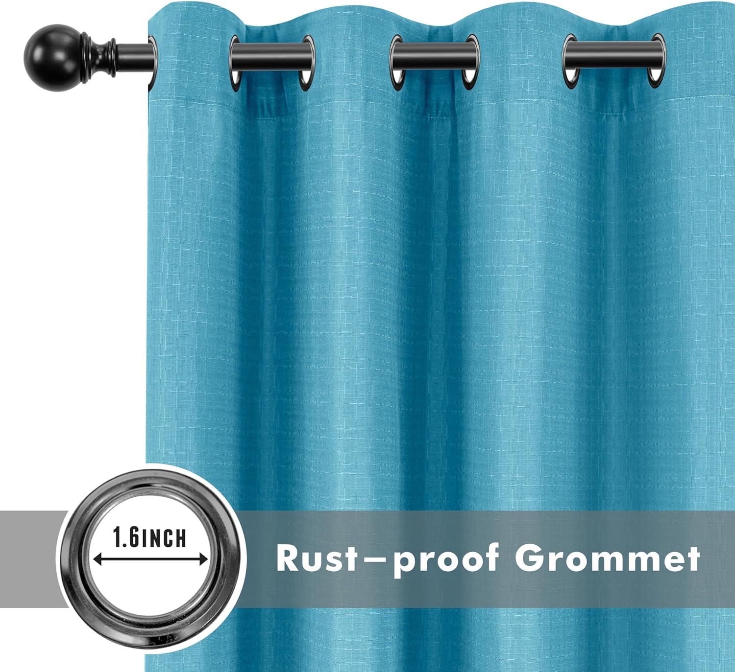 HolidayIdeas 4 Panels Linen Outdoor Curtains for Patio Waterproof-Teal Outside Curtains 54"x