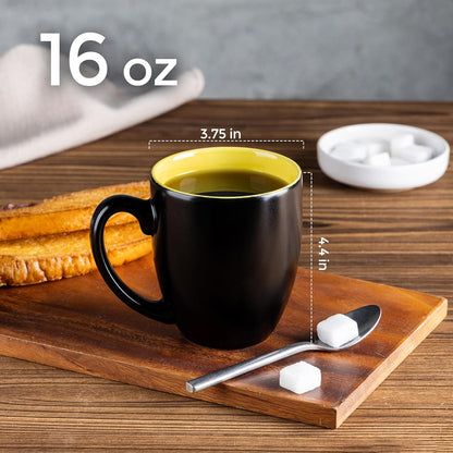 GBHOME 16oz Coffee Mugs Set of 6, Large Ceramic Coffee Mugs for Man, Woman, Dad, Mom, Modern Coffee