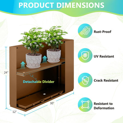 FENCY Metal Planter Box, Large Rectangular Planters for Outdoor Plants, Outdoor Tall Planters with