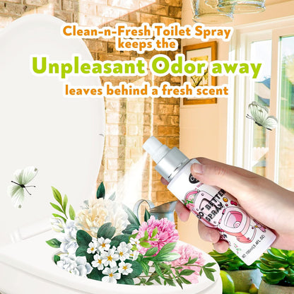 Clean-n-Fresh Toilet Spray, Wild Peony Scent, Bathroom Odor Eliminator & Air Freshener For Room