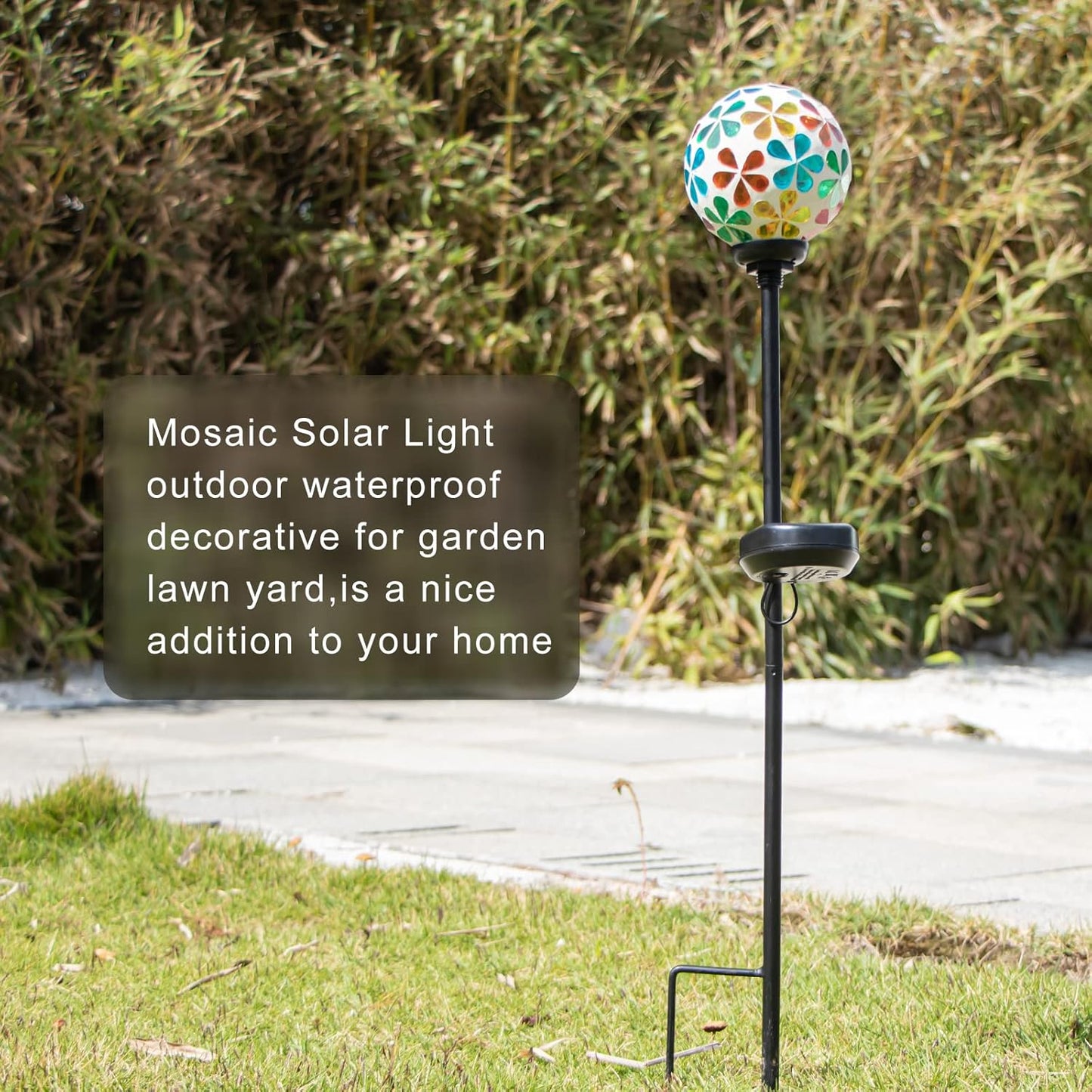 VCUTEKA Solar Garden Lights - Mosaic Solar Lights Outdoor Decor Pathway Light Waterpoof LED Stake