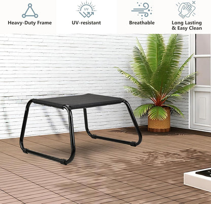 Outdoor Ottomans,Patio Foot Rest Portable Side Table Solid Steel Frame Small Seat All Weather