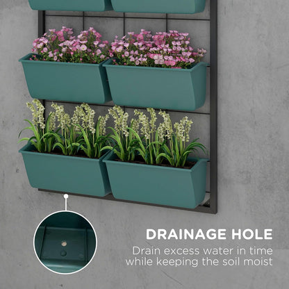 Outsunny 3-Tier Wall Planter with 6 Pots for Indoor and Outdoor Use, Hanging Plant Holder, Self