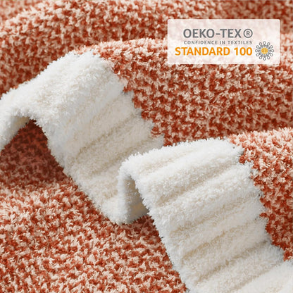 Snuggle Sac Orange Throw Blanket for Fall, Ultra Soft Warm Fall Blanket for Couch, Cozy Fuzzy Knit