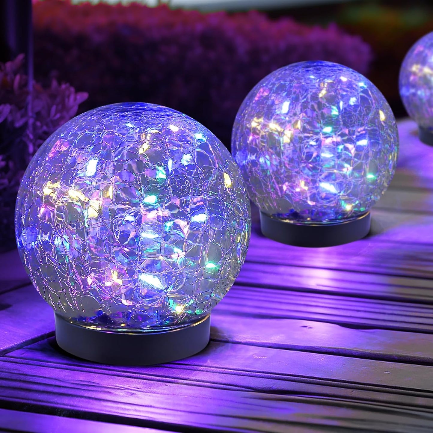 Solar Globe Lights Outdoor Waterproof-Solar Balls for Garden-Cracked Glass Ball Lights