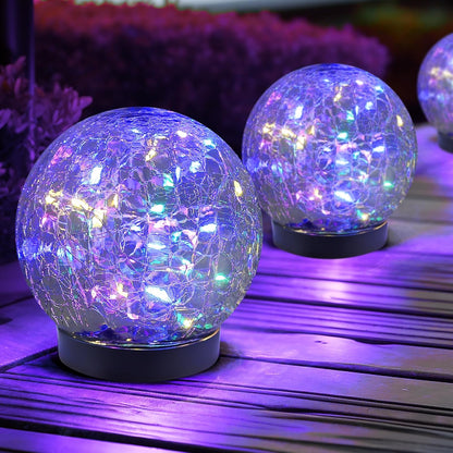 Solar Globe Lights Outdoor Waterproof-Solar Balls for Garden-Cracked Glass Ball Lights