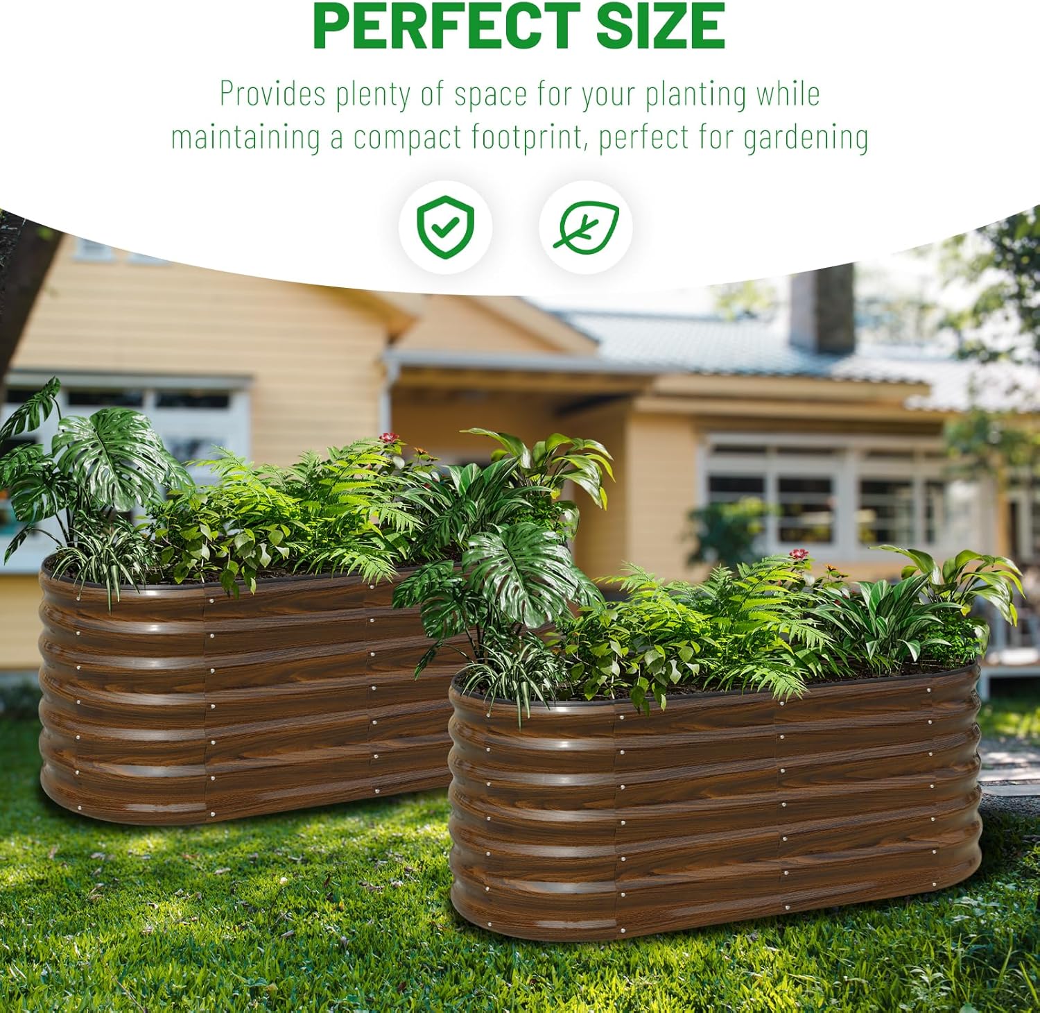 SnugNiture Galvanized Steel Raised Garden Bed, 4x2x2 ft, Outdoor Oval Deep Root Planter Box for