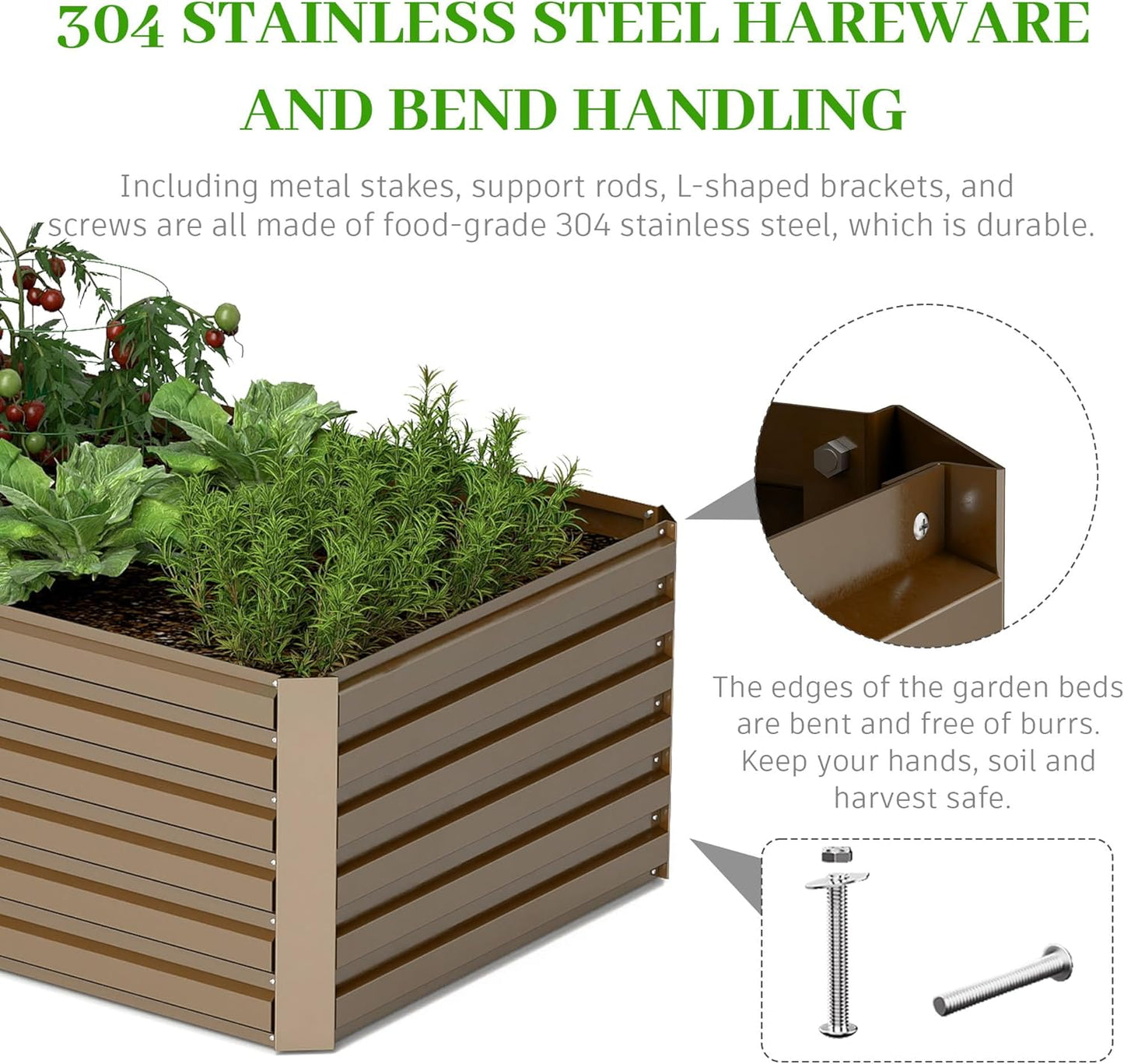 8x4x2 ft Outdoor Raised Garden Bed, Large Metal Planter Raised Beds, Planters for Outdoor Plants