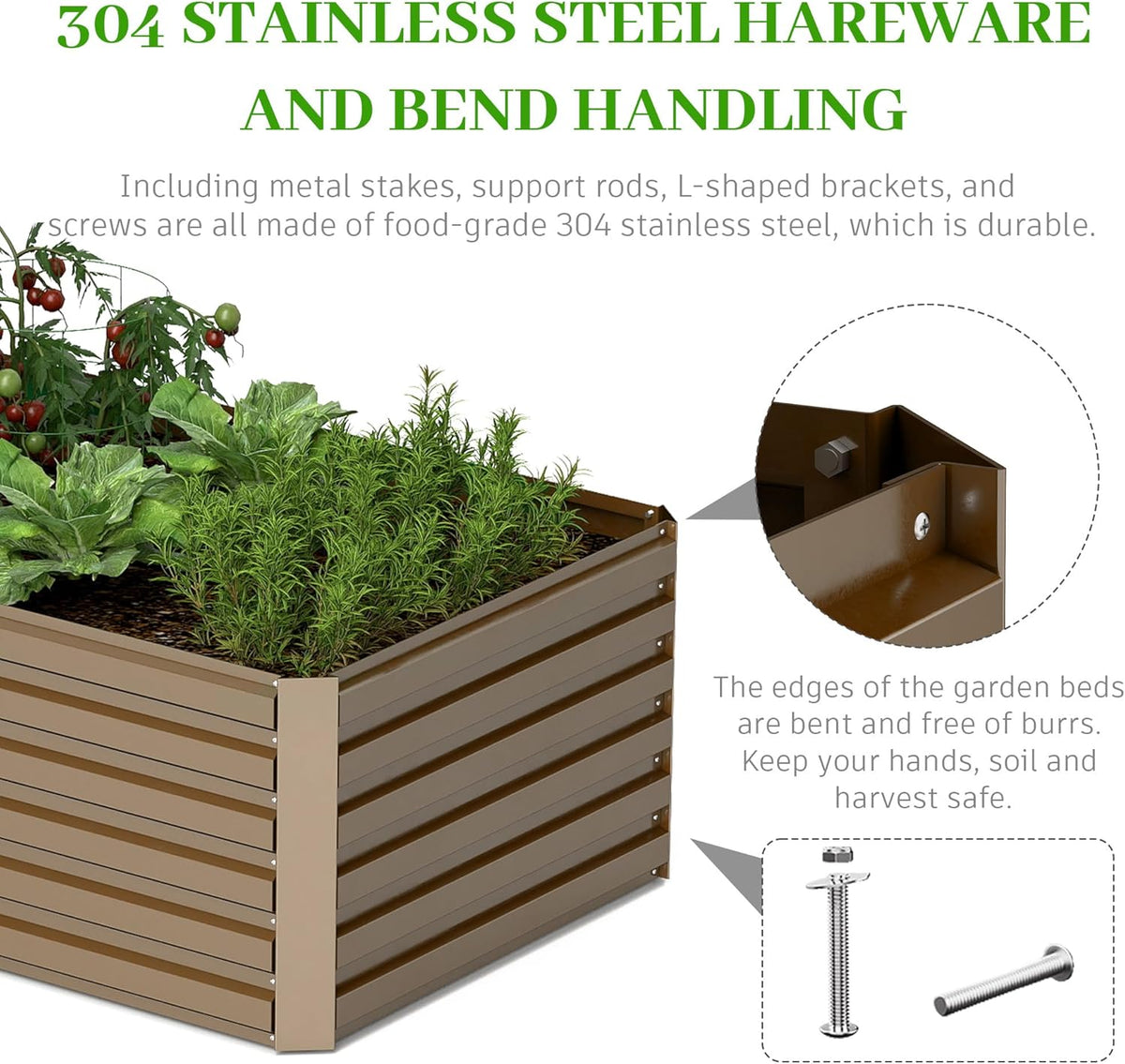 8x4x2 ft Outdoor Raised Garden Bed, Large Metal Planter Raised Beds, Planters for Outdoor Plants