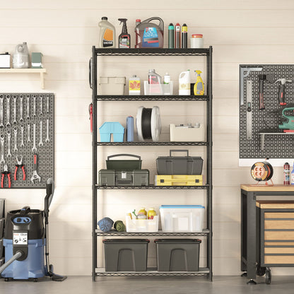 SONGMICS 6-Tier Storage Shelves, Wire Shelving Unit, Kitchen Metal Shelves, Storage Rack with