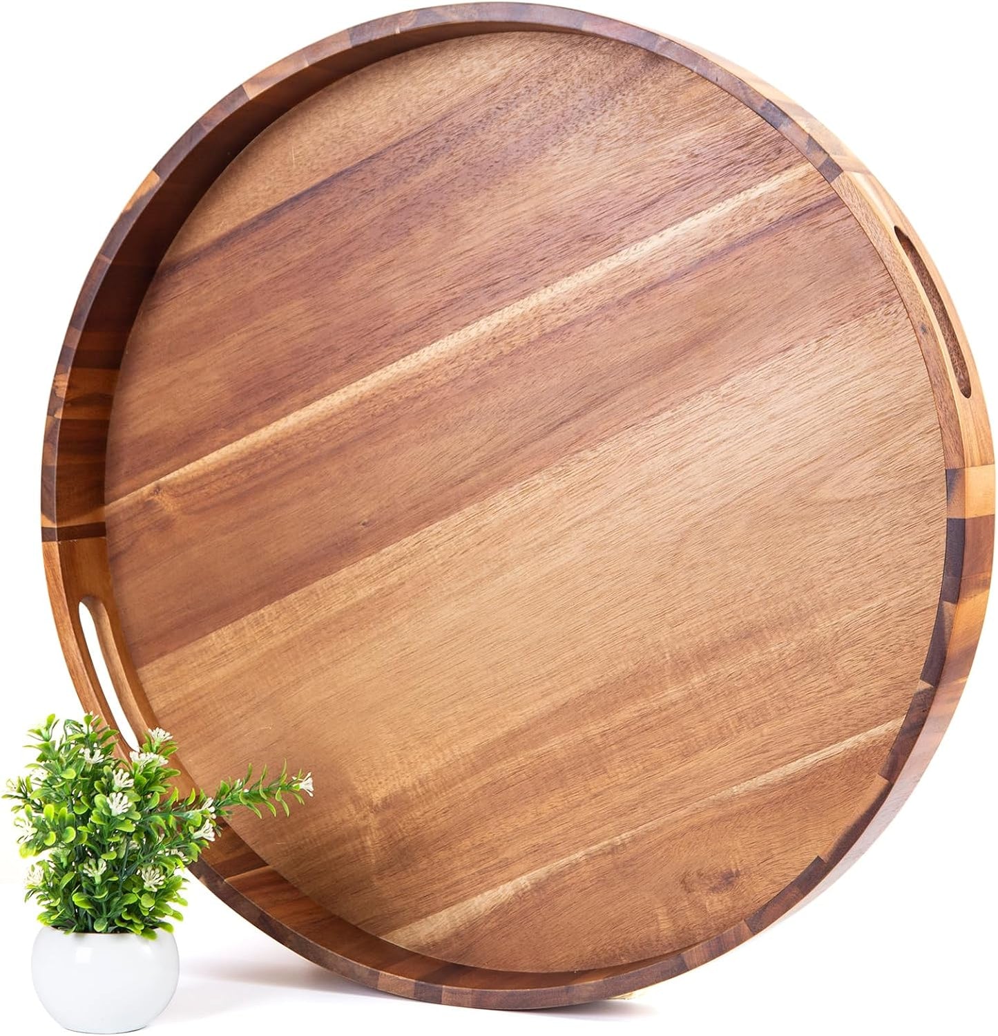 Extra Large Round Ottoman Coffee Table Tray, 22" Big Kitchen Serving Trays for Huge Ottoman Counter