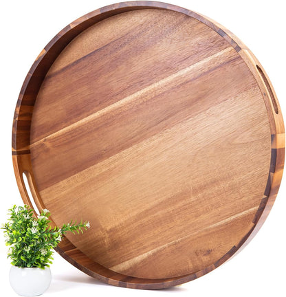 Extra Large Round Ottoman Coffee Table Tray, 22" Big Kitchen Serving Trays for Huge Ottoman Counter