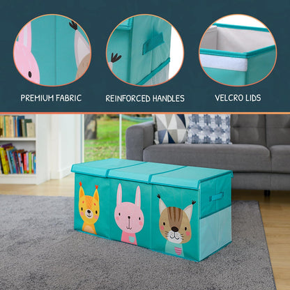 Extra Large Toy Storage Organizer with Lid - Sturdy, Collapsible Toy Chest Storage Box with Cute