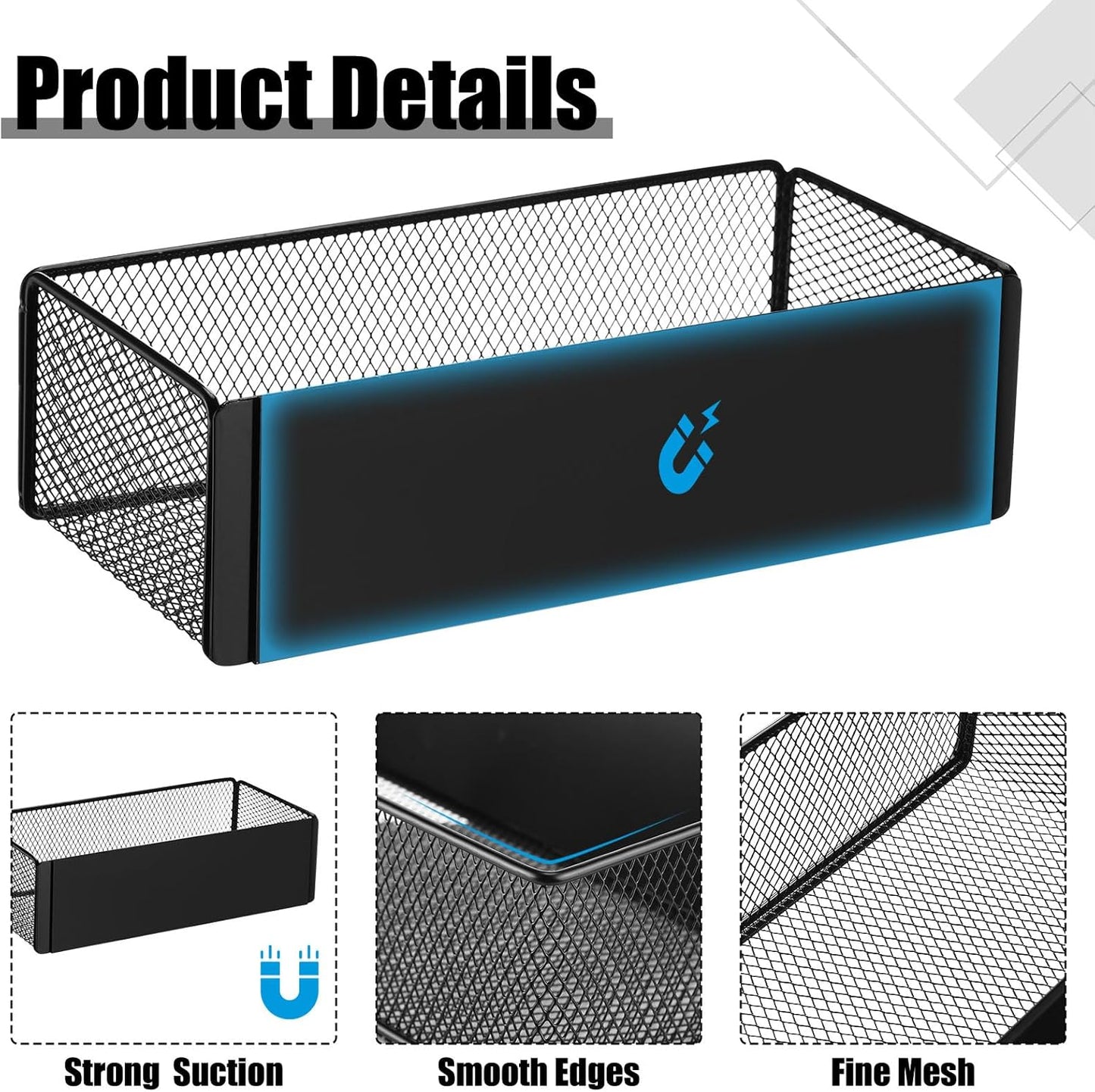 Tioncy 4 Pcs Magnetic Storage Bin Magnetic Locker Organizer for Pegboard Refrigerator Shelves
