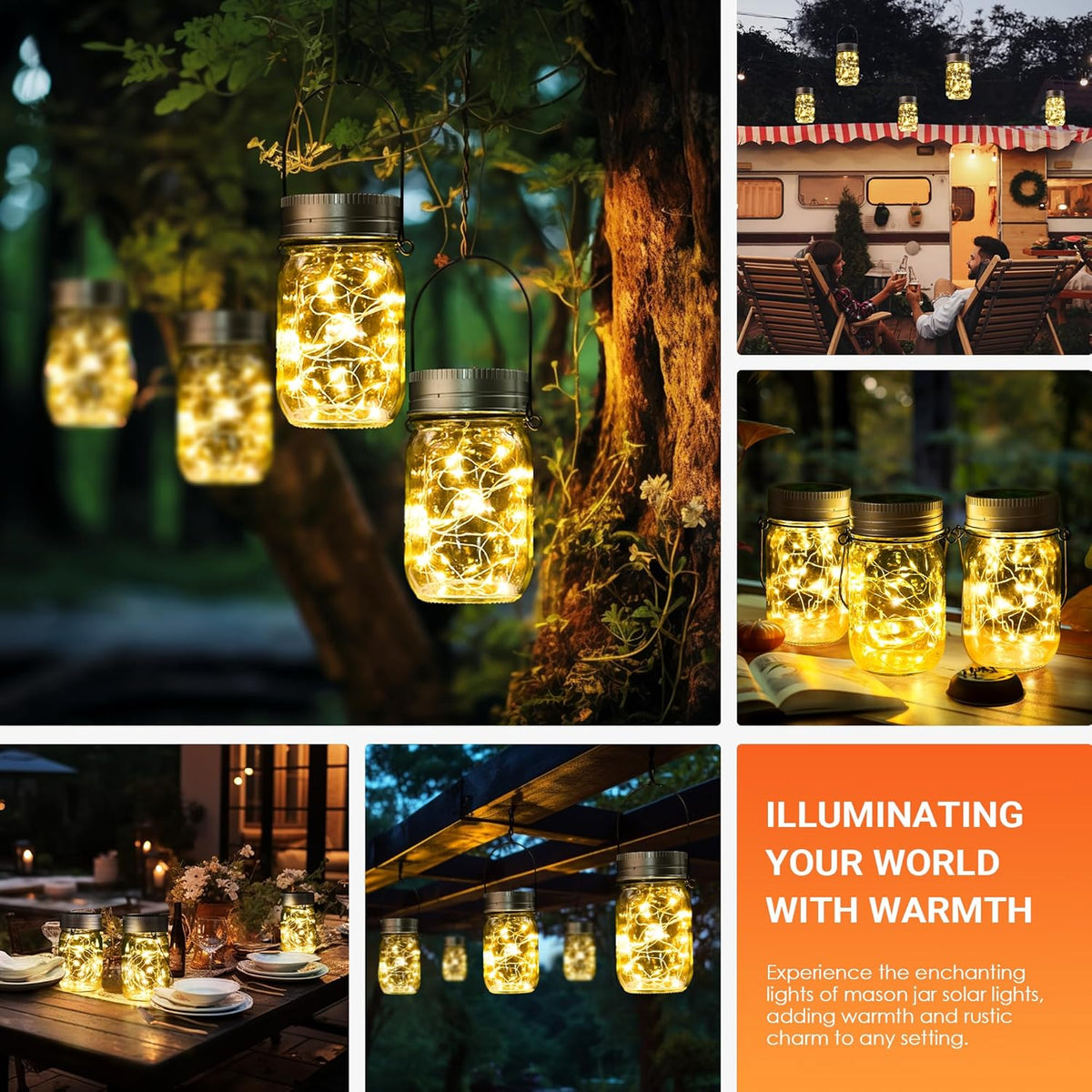 GIGALUMI Solar Mason Jar Lights, 8 Pack 30 Led String Fairy Lights Garden Lights Outdoor Waterproof