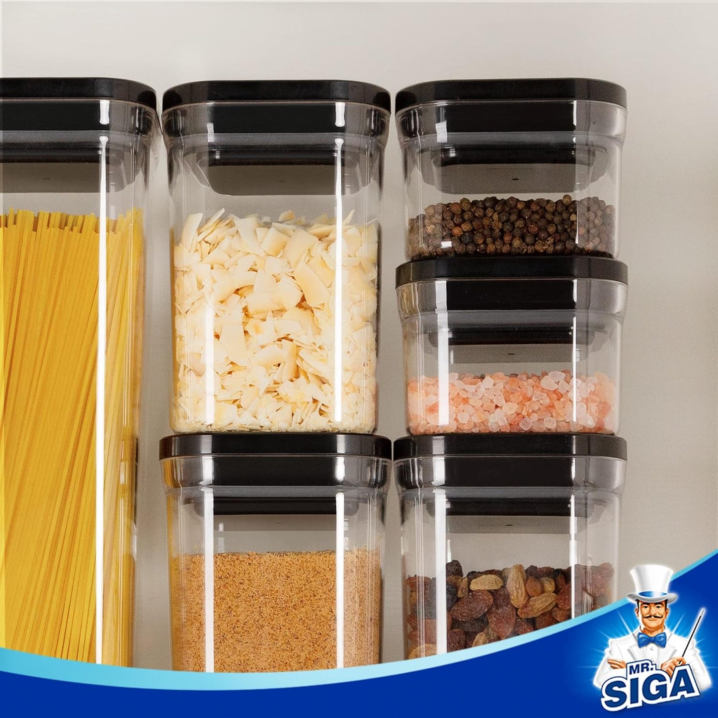 MR.SIGA 6 Piece Airtight Food Storage Container Set, BPA Free Kitchen Pantry Organization