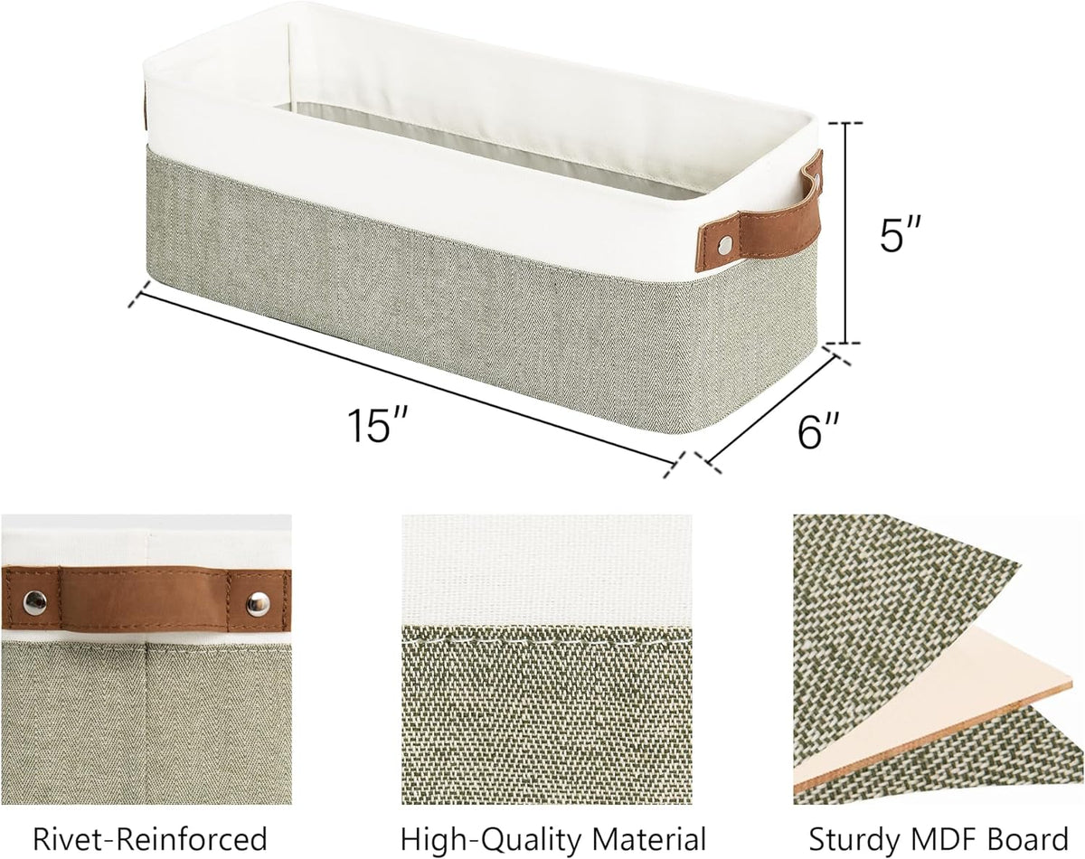 StorageWorks Narrow Storage Bins, Small Basket for Closet and Shelves, Fabric Organizer with