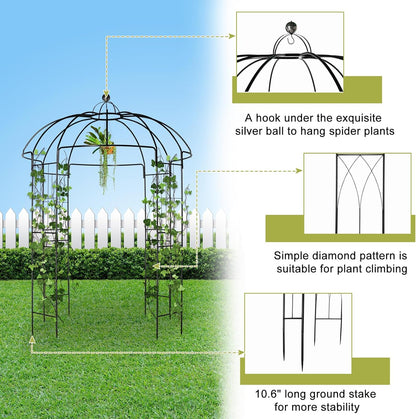 Outvita Garden Arch Arbor, Heavy Duty Metal Pergola Pavilion Trellis Birdcage Gazebo French Style