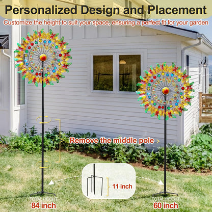 Lairander Butterfly Outdoor Wind Spinners, 84'' Large Garden Wind Spinner, Metal Yard Art Wind