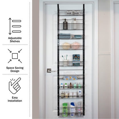 Home-Complete Over the Door Pantry Organizer - 9-Tier Organizer for Bathroom, Closet, or Kitchen