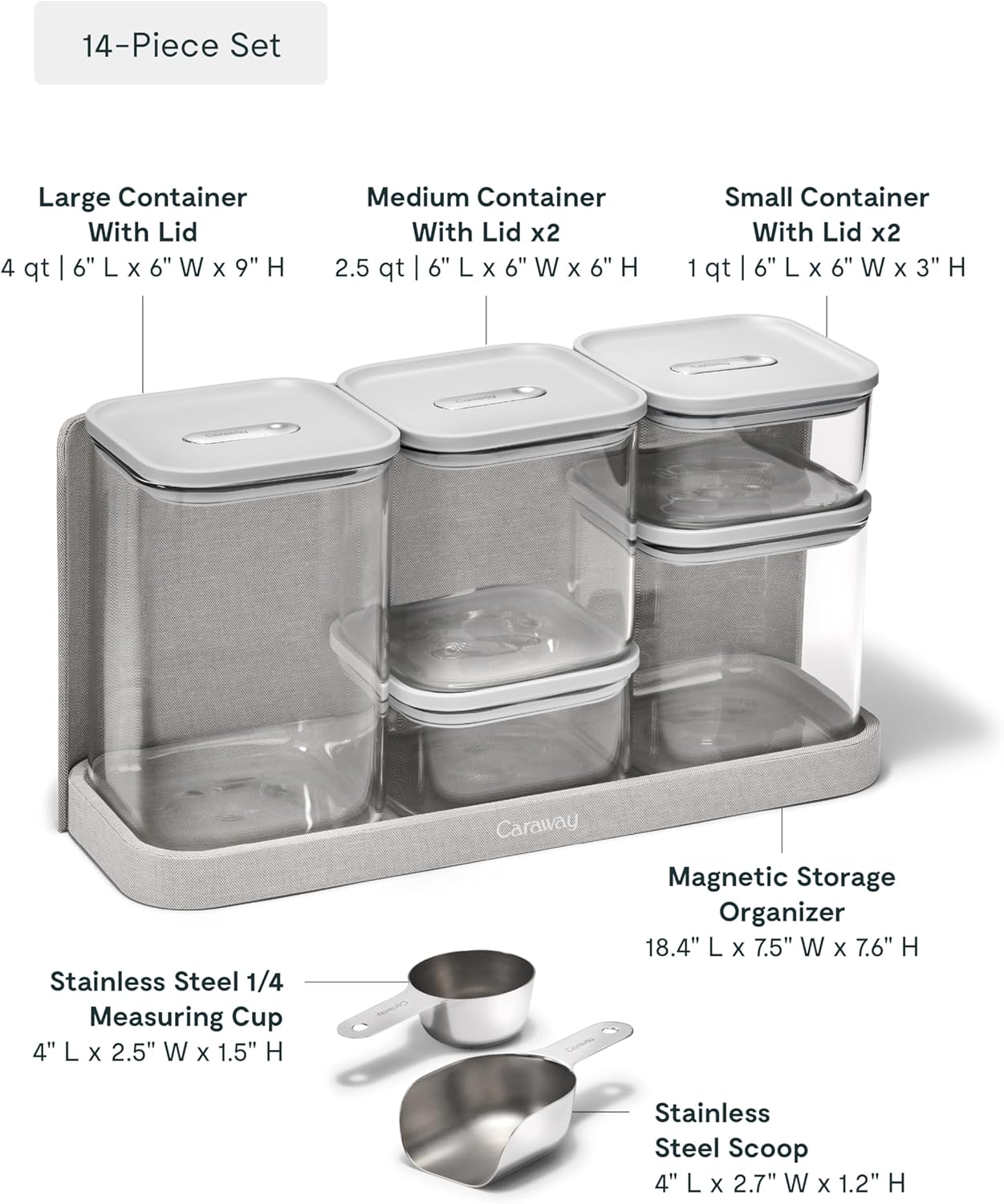 Caraway 14-Piece Glass Airtight Food Storage Containers with Lids – Non-Toxic, BPA-Free Kitchen