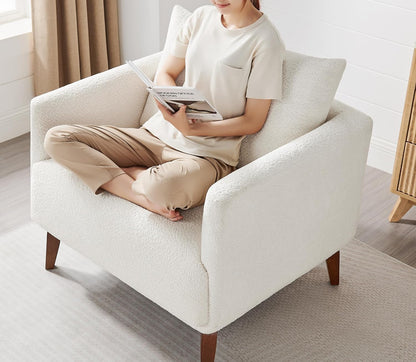 Oversized Accent Chair Modern Boucle Armchair for Living Room- 37" Wide Accent Chair with Solid