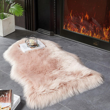 AMTOVO Faux Fur Rug, Pink Small Area Rug, Fluffy Sheepskin Rug, Fuzzy Ultra Soft 2 x 3 ft Shag Rugs