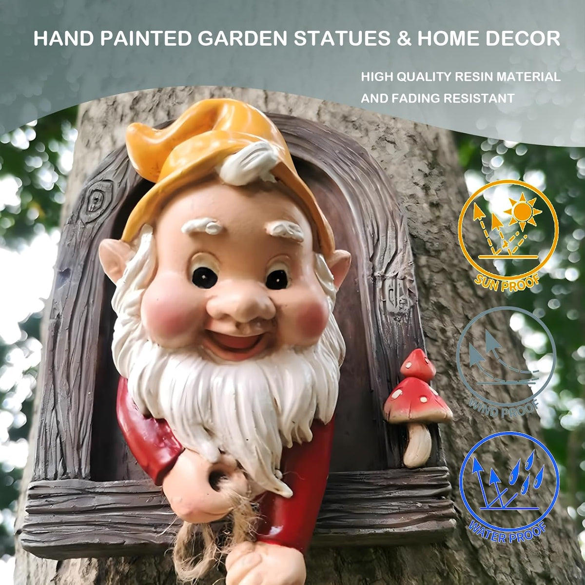 Elenon Climbing Gnomes Tree Faces Decor, Adorable Gnome Tree Hugger Fairy Garden Statue, Funny
