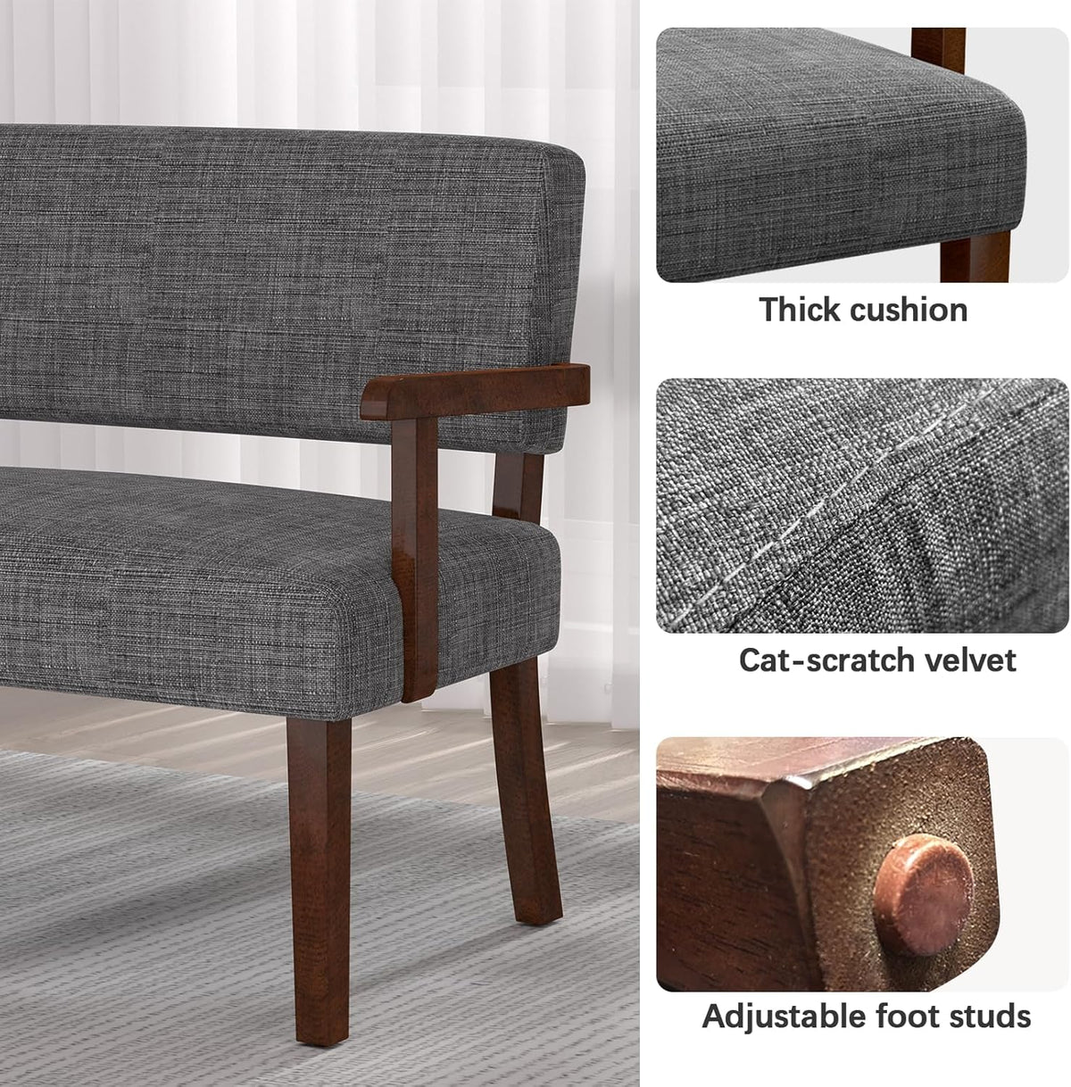 Accent Chair 2 Seat, Arm Chairs with Soft Seat and Armrests for Living Room, Love seat for Dining