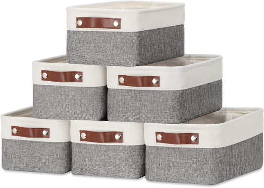 DULLEMELO Small Storage Baskets 6 Pack, Fabric Collapsible Gift Storage Baskets for Shelves