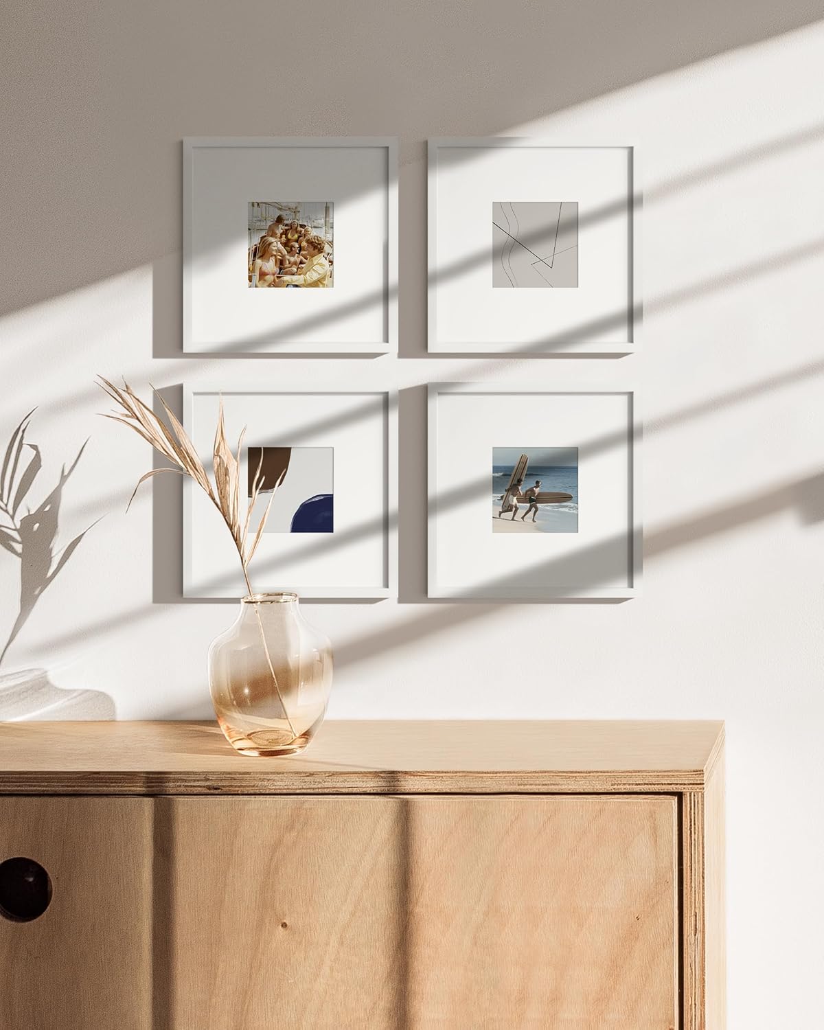 HAUS AND HUES 8x8 White Metal Picture Frames Matted to 4x4 - Features Premium Aluminum