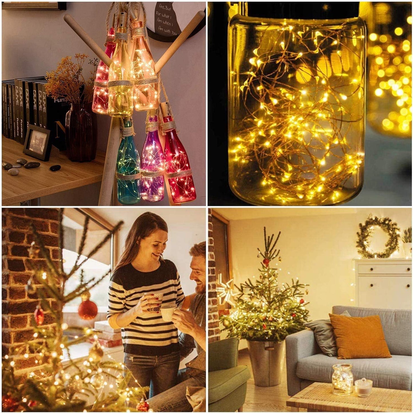 YJFWAL 24Pack 20LED Wine Bottle Lights with Cork, Cork Shape Silver Copper Wire Fairy Mini String