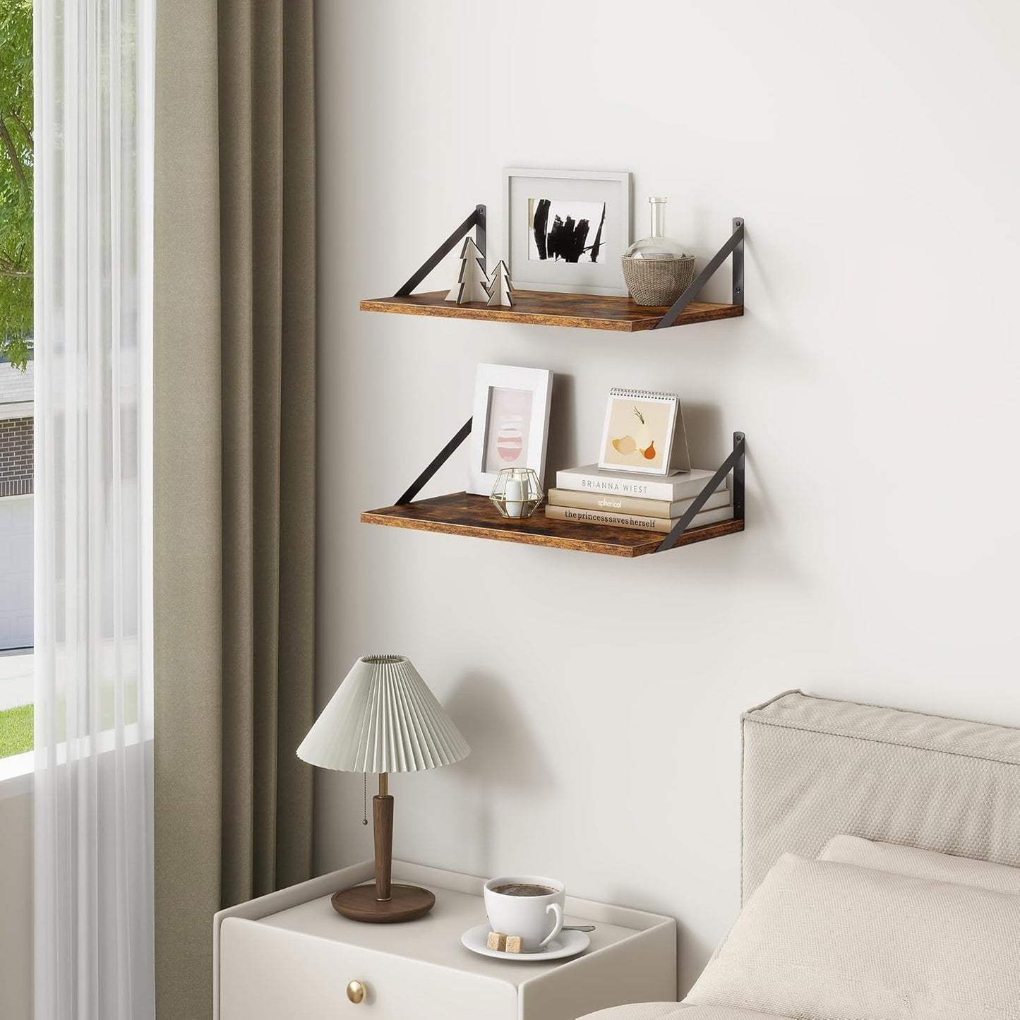 Fun Memories 20 Inch Floating Shelves, Deep Wall Shelves for Kitchen, 20 x 12 Floating Shelf for