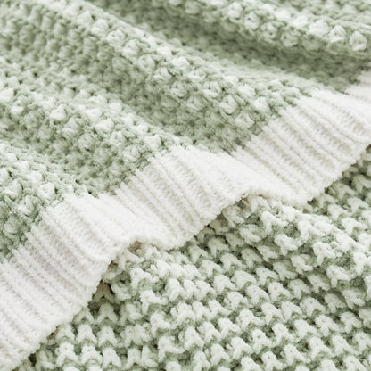 Amélie Home Chenille Waffle Throw Blanket for Couch, Reversible Pineapple Stitch Knit Soft Cozy
