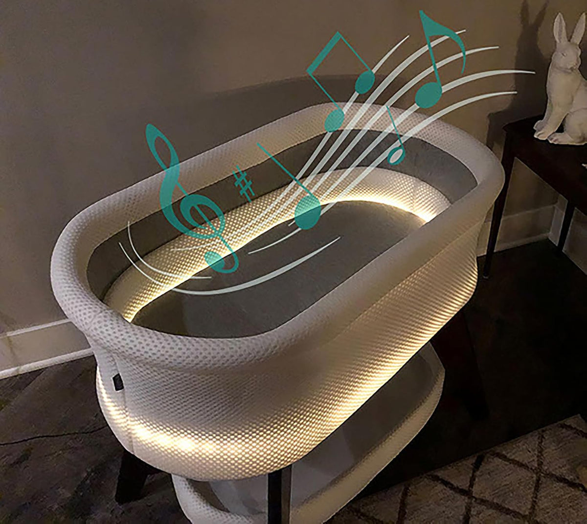 Evi Smart Baby Bassinet Beside Sleeper with Auto-Glide, Ambient Nightlight & Sensory Sounds